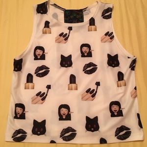 O-Mighty Black Emoji Crop Top